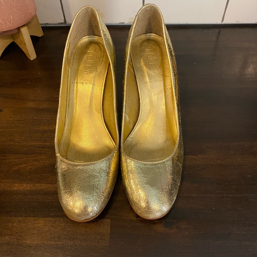 JCrew Gold Metallic Heels Size 8